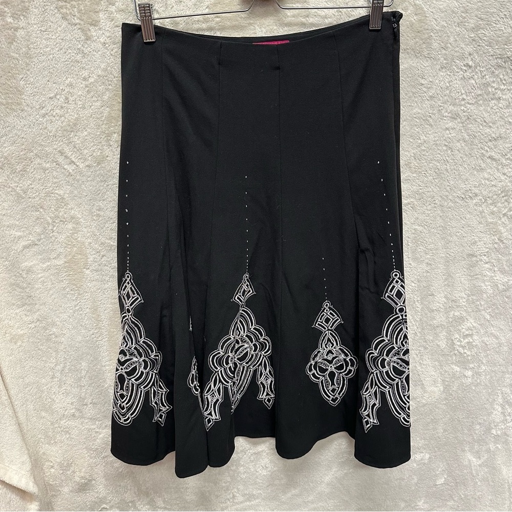 Sunny Leigh women’s pleated midi skirt black beaded boho whimsigoth size 8 - Picture 7 of 7